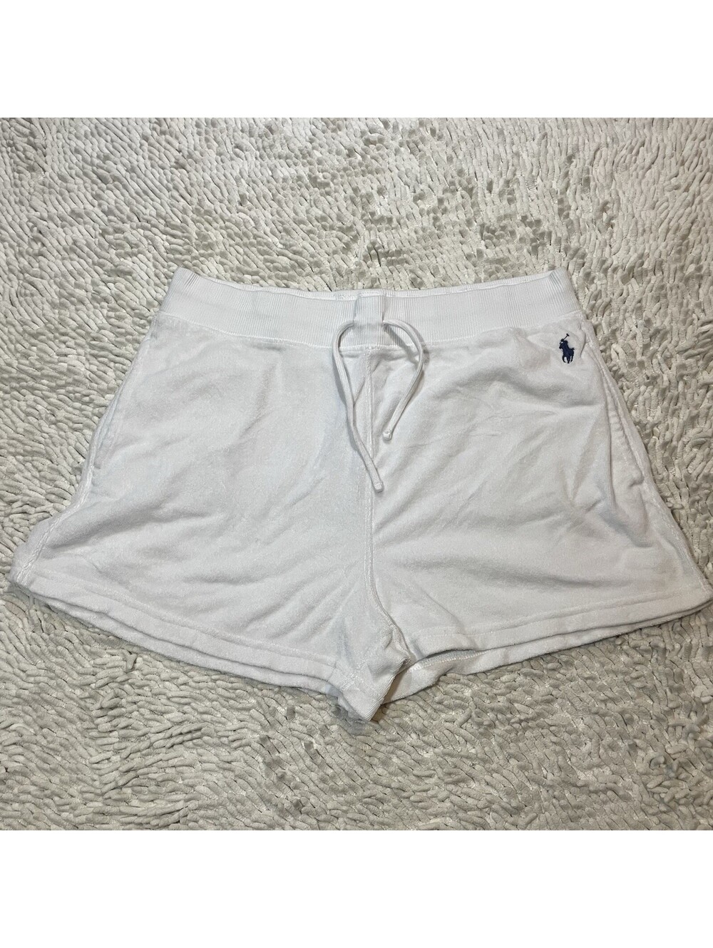 Polo Ralph Lauren White Velour Pajama Shorts Women's Size L Preppy Casual Soft